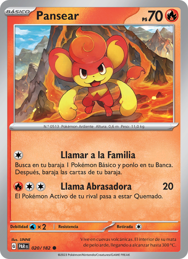 Pansear 020 — Paradox Rift (Spanish Pokémon TCG card)