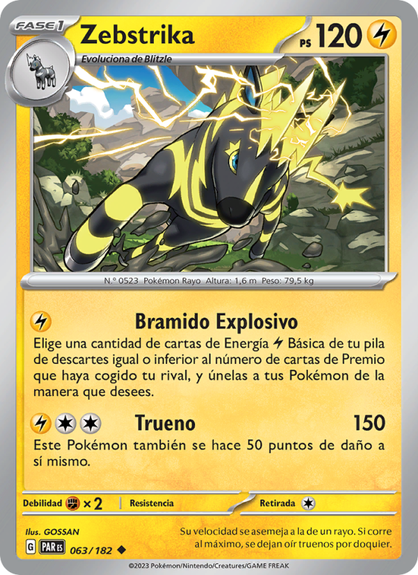 Zebstrika 063 — Paradox Rift (Spanish Pokémon TCG card)