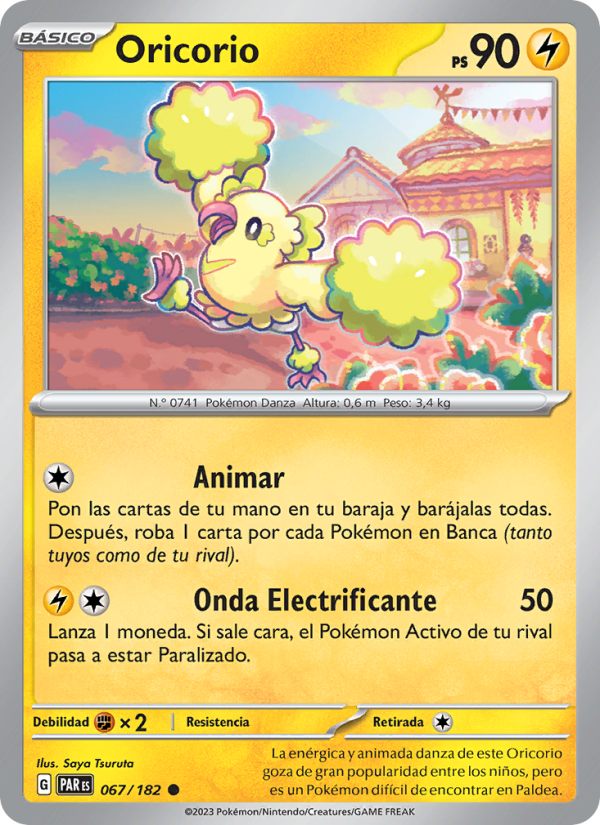 Oricorio 067 — Paradox Rift (Spanish Pokémon TCG card)