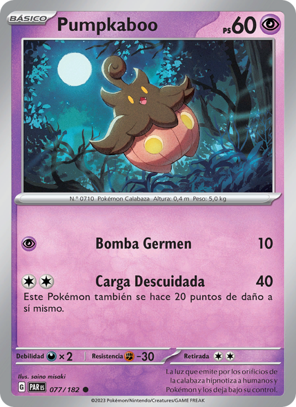 Pumpkaboo 077 — Paradox Rift (Spanish Pokémon TCG card)