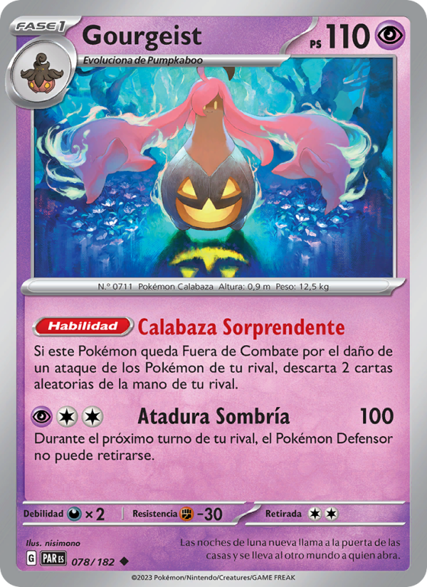 Gourgeist 078 — Paradox Rift (Spanish Pokémon TCG card)