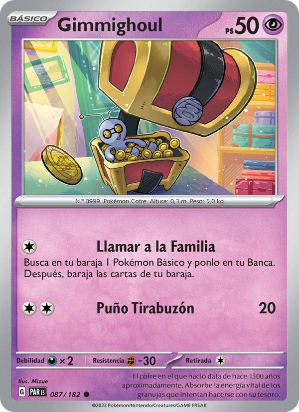 Gimmighoul 087 — Paradox Rift (Spanish Pokémon TCG card)