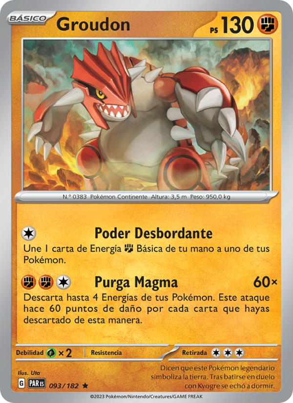 Groudon 093 — Paradox Rift (Spanish Pokémon TCG card)