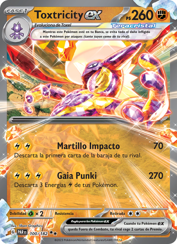 Toxtricity ex 100 — Paradox Rift (Spanish Pokémon TCG card)