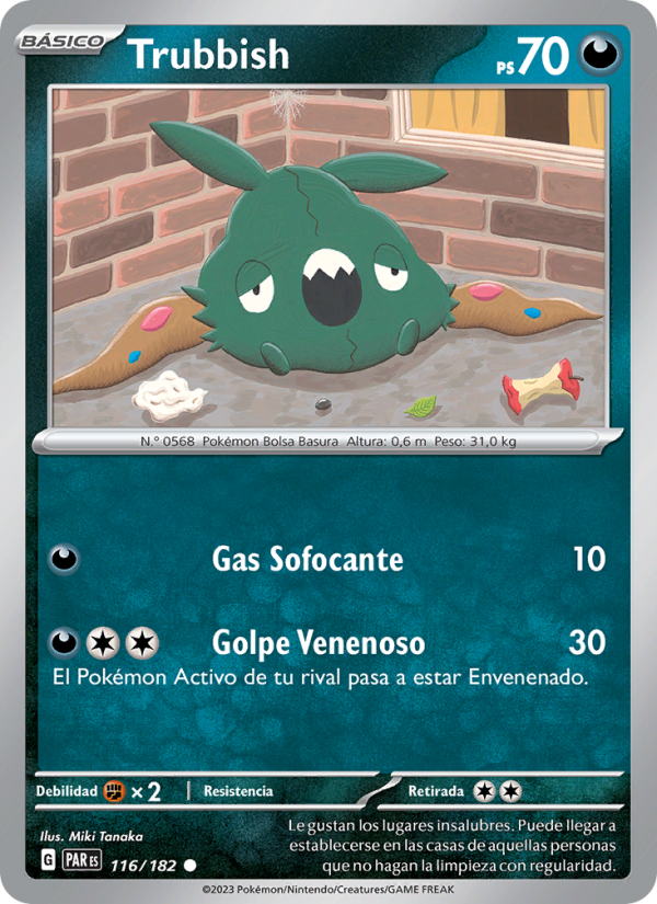 Trubbish 116 — Paradox Rift (Spanish Pokémon TCG card)
