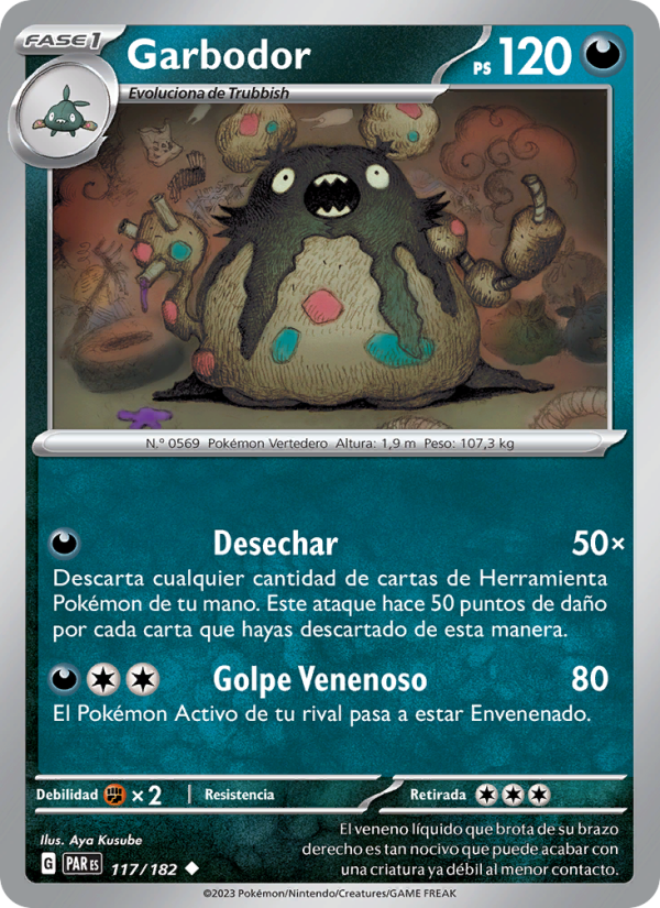 Garbodor 117 — Paradox Rift (Spanish Pokémon TCG card)