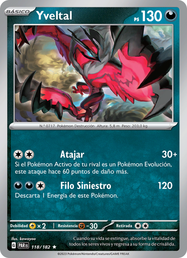 Yveltal 118 — Paradox Rift (Spanish Pokémon TCG card)