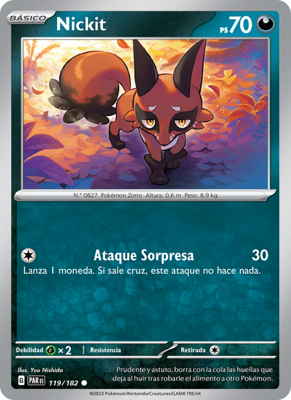 Nickit 119 — Paradox Rift (Spanish Pokémon TCG card)