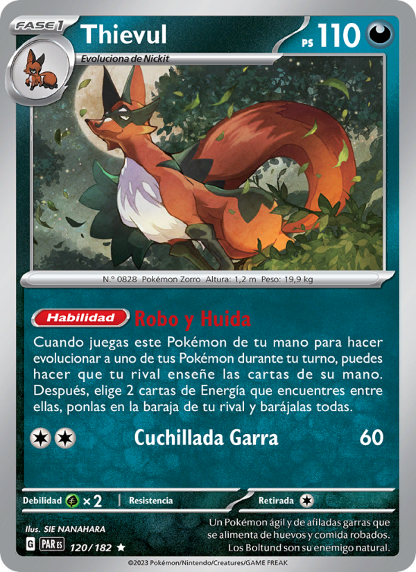 Thievul 120 — Paradox Rift (Spanish Pokémon TCG card)