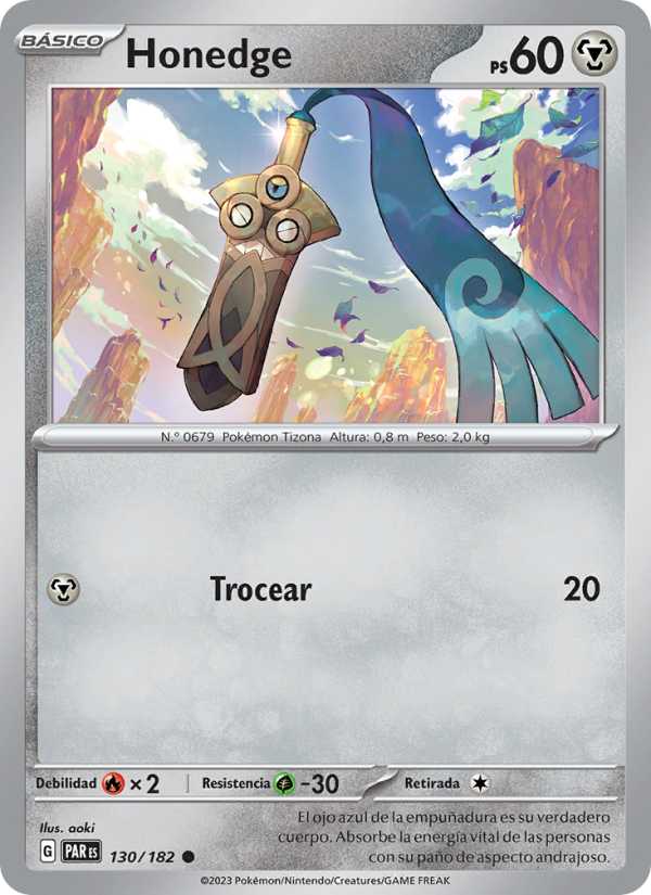Honedge 130 — Paradox Rift (Spanish Pokémon TCG card)