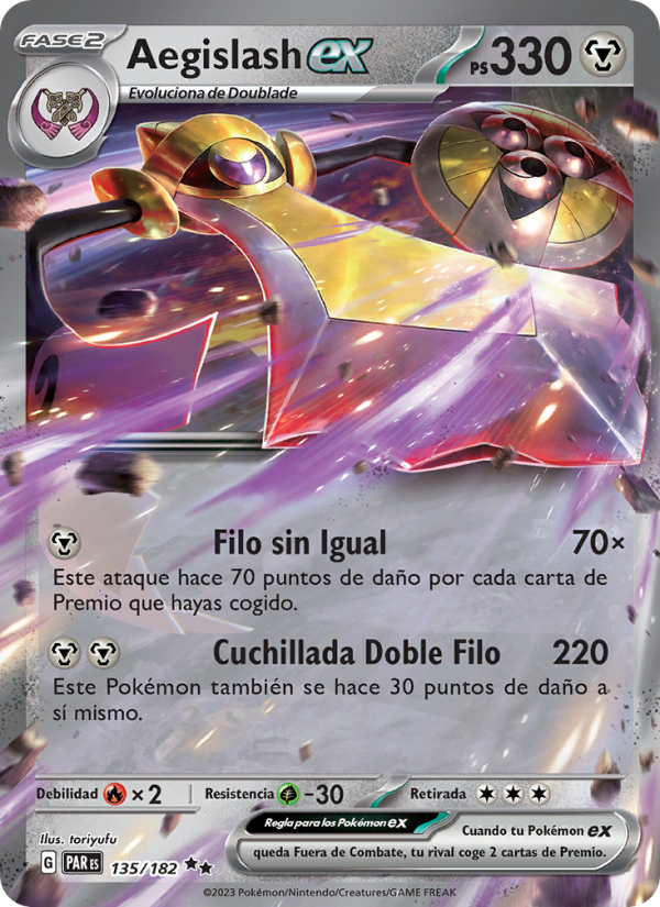 Aegislash ex 135 — Paradox Rift (Spanish Pokémon TCG card)