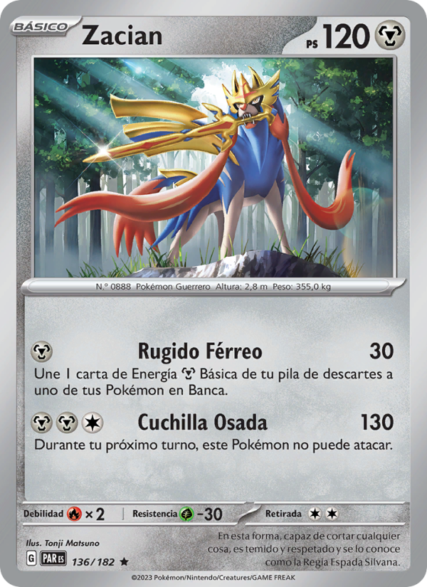Zacian 136 — Paradox Rift (Spanish Pokémon TCG card)