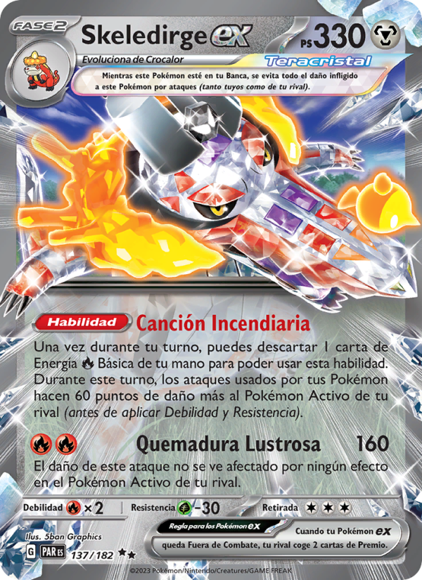 Skeledirge ex 137 — Paradox Rift (Spanish Pokémon TCG card)
