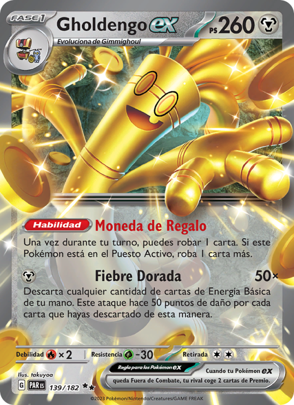 Gholdengo ex 139 — Paradox Rift (Spanish Pokémon TCG card)