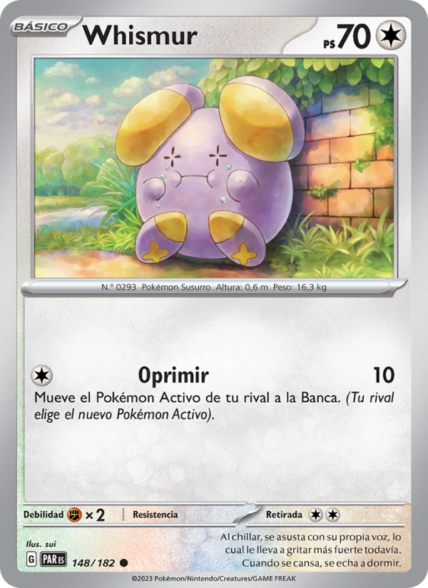 Whismur 148 — Paradox Rift (Spanish Pokémon TCG card)