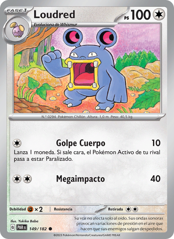 Loudred 149 — Paradox Rift (Spanish Pokémon TCG card)
