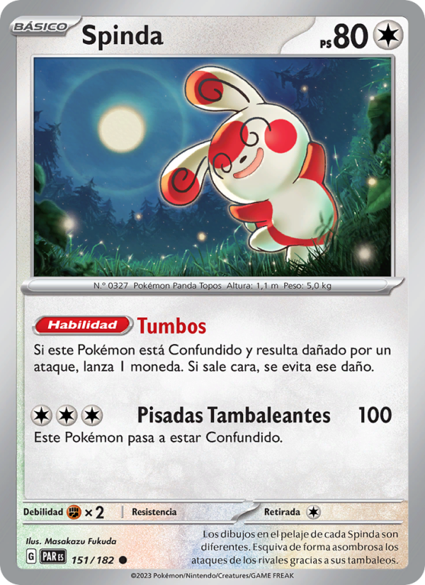 Spinda 151 — Paradox Rift (Spanish Pokémon TCG card)