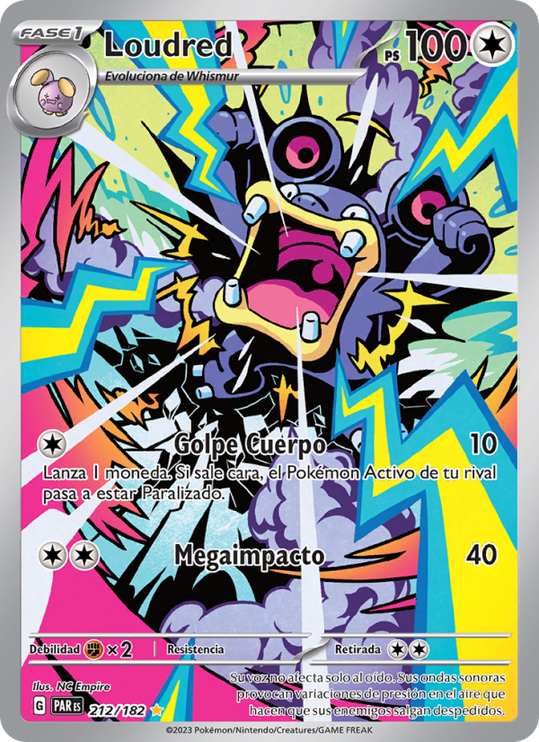 Loudred 212 — Paradox Rift (Spanish Pokémon TCG card)