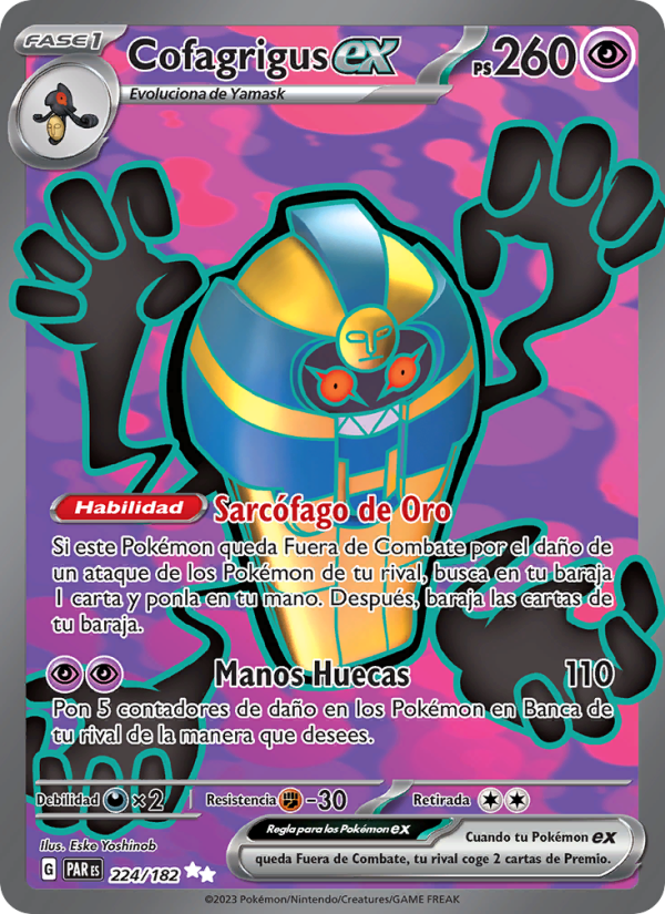 Cofagrigus ex 224 — Paradox Rift (Spanish Pokémon TCG card)