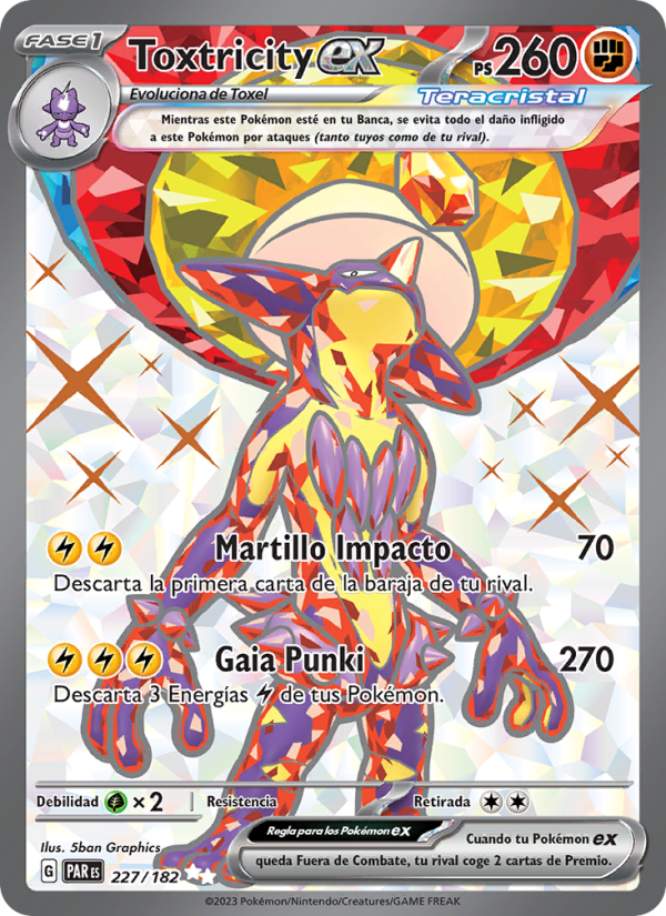 Toxtricity ex 227 — Paradox Rift (Spanish Pokémon TCG card)