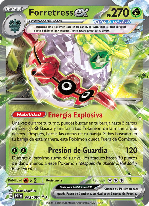 Forretress ex 002 — Paldeas Schicksale (Spanish Pokémon TCG card)