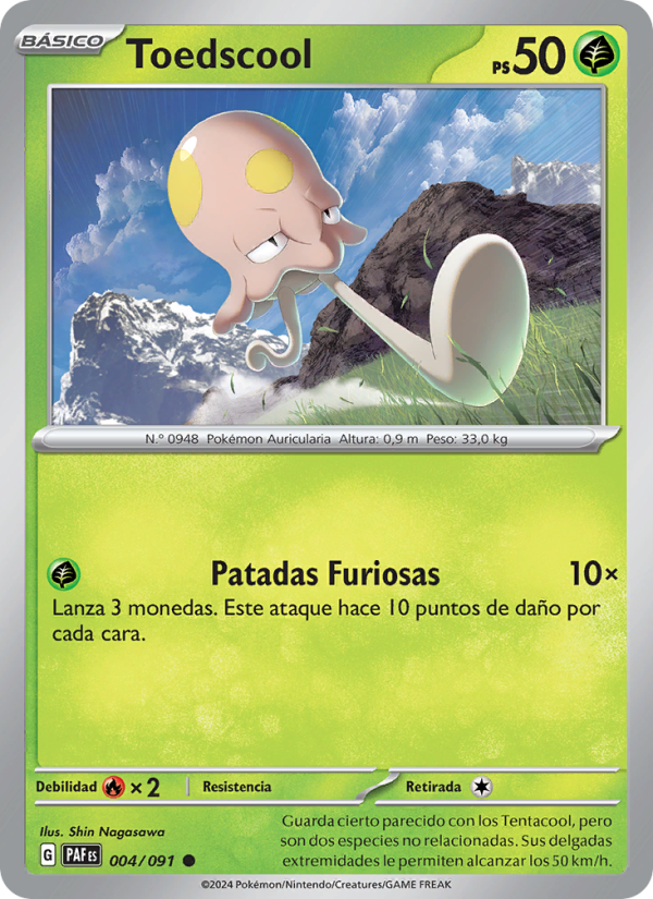 Toedscool 004 — Paldeas Schicksale (Spanish Pokémon TCG card)