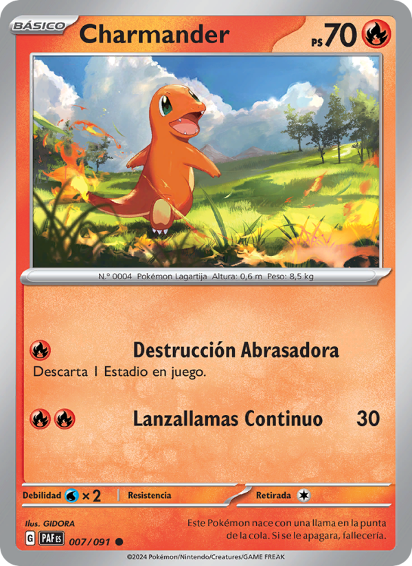 Charmander 007 — Paldeas Schicksale (Spanish Pokémon TCG card)