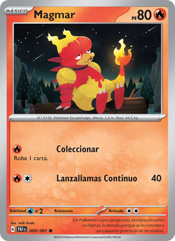 Magmar 009 — Paldeas Schicksale (Spanish Pokémon TCG card)