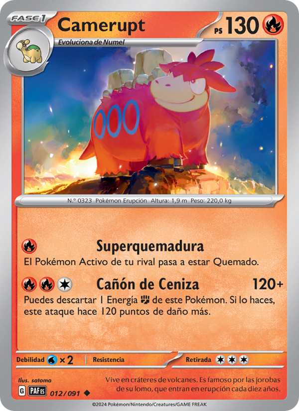 Camerupt 012 — Paldeas Schicksale (Spanish Pokémon TCG card)