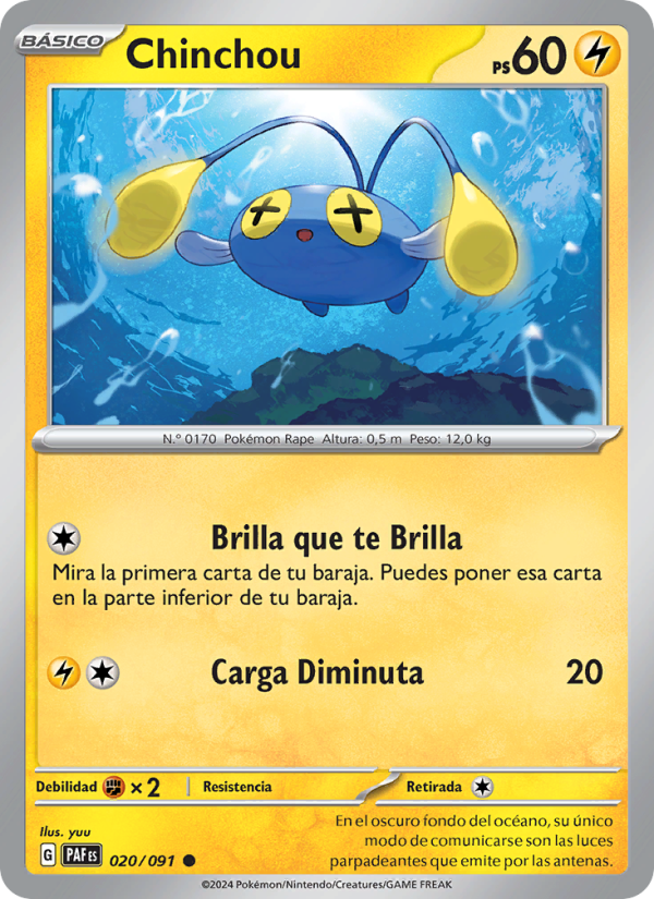 Chinchou 020 — Paldeas Schicksale (Spanish Pokémon TCG card)