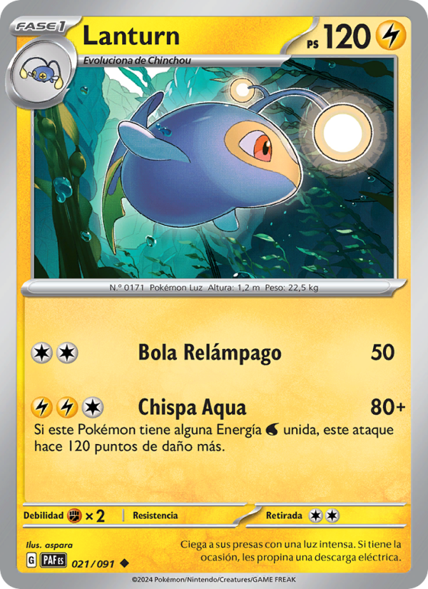 Lanturn 021 — Paldeas Schicksale (Spanish Pokémon TCG card)