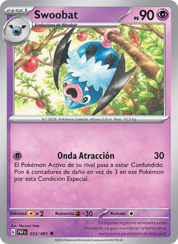Swoobat 033 — Paldeas Schicksale (Spanish Pokémon TCG card)