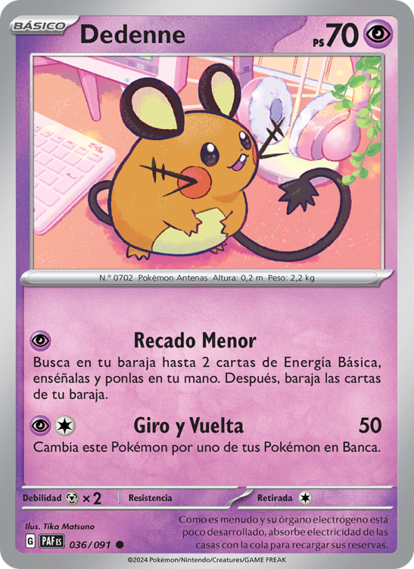 Dedenne 036 — Paldeas Schicksale (Spanish Pokémon TCG card)