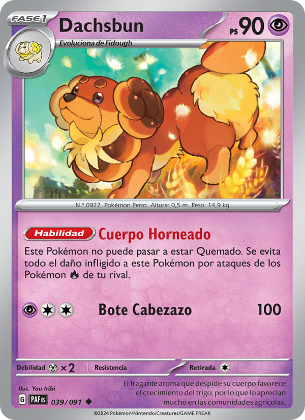 Dachsbun 039 — Paldeas Schicksale (Spanish Pokémon TCG card)