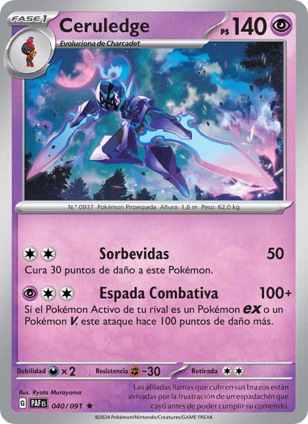 Ceruledge 040 — Paldeas Schicksale (Spanish Pokémon TCG card)