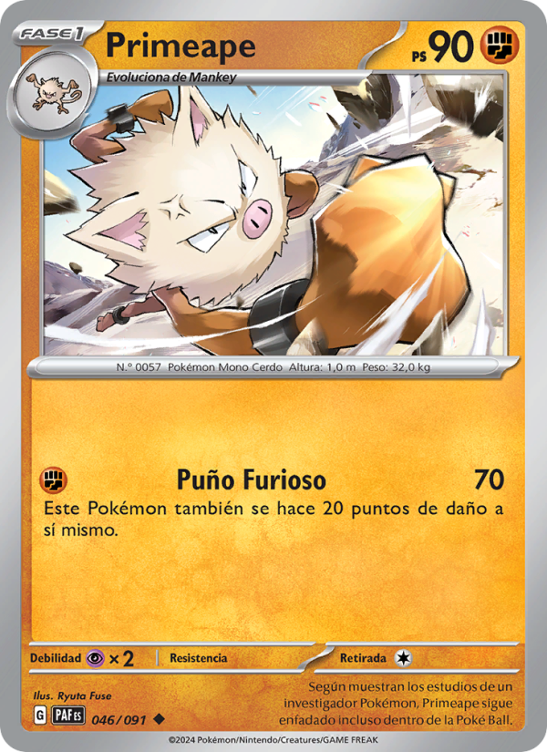 Primeape 046 — Paldeas Schicksale (Spanish Pokémon TCG card)