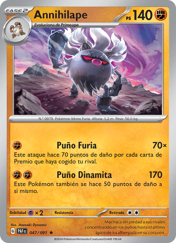 Annihilape 047 — Paldeas Schicksale (Spanish Pokémon TCG card)
