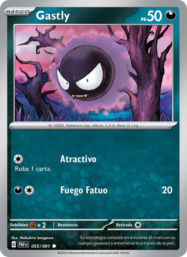 Gastly 055 — Paldeas Schicksale (Spanish Pokémon TCG card)