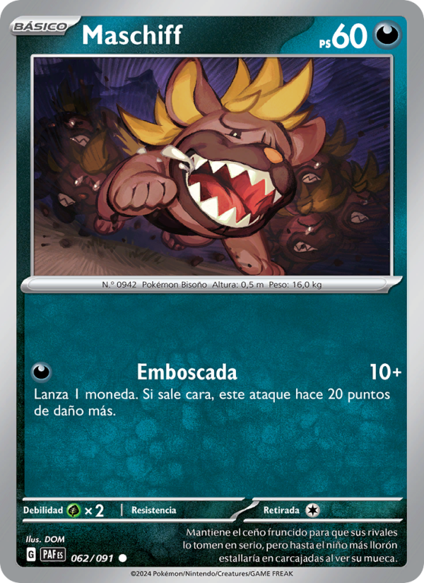 Maschiff 062 — Paldeas Schicksale (Spanish Pokémon TCG card)