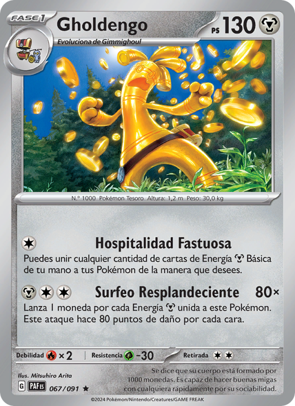 Gholdengo 067 — Paldeas Schicksale (Spanish Pokémon TCG card)