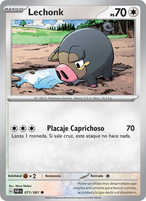 Lechonk 071 — Paldeas Schicksale (Spanish Pokémon TCG card)