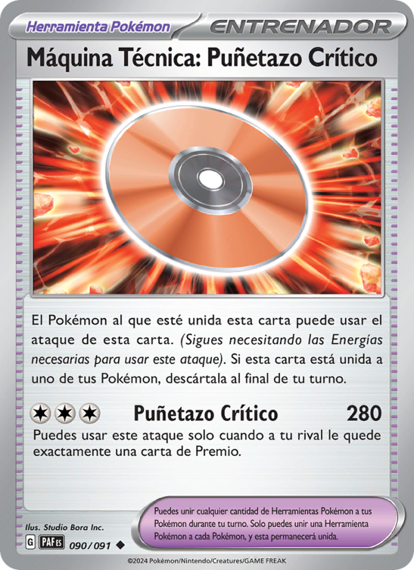Máquina Técnica: Puñetazo Crítico 090 — Paldeas Schicksale (Spanish Pokémon TCG card)
