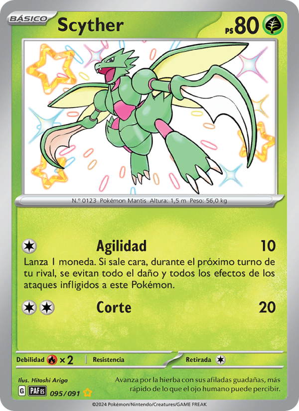 Scyther 095 — Paldeas Schicksale (Spanish Pokémon TCG card)