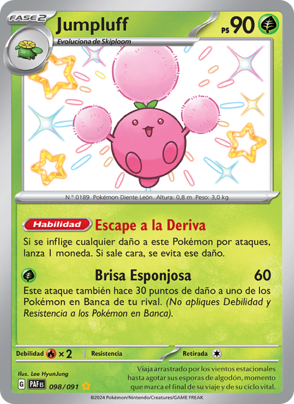 Jumpluff 098 — Paldeas Schicksale (Spanish Pokémon TCG card)