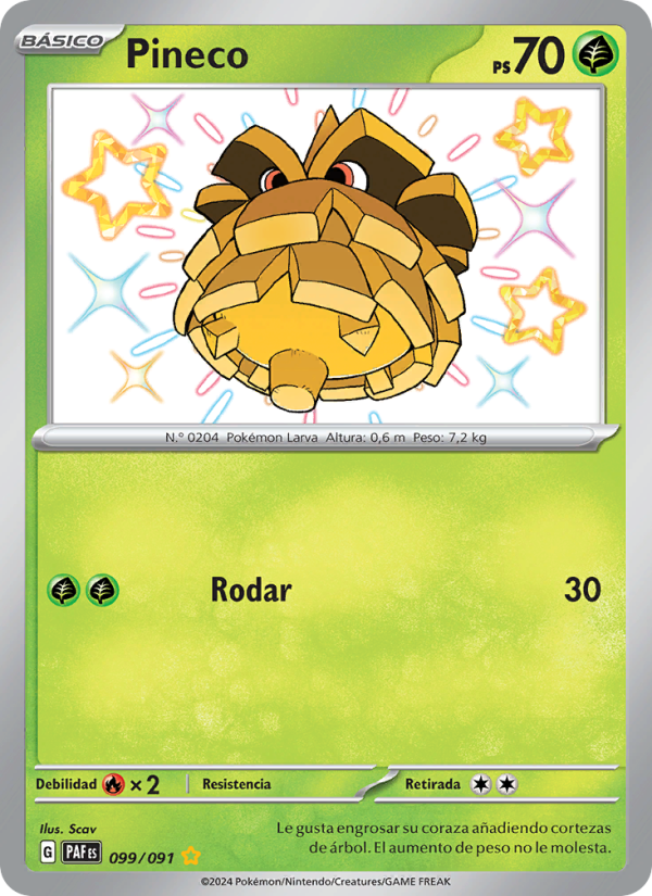Pineco 099 — Paldeas Schicksale (Spanish Pokémon TCG card)