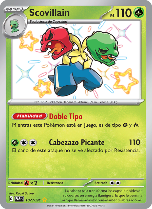 Scovillain 107 — Paldeas Schicksale (Spanish Pokémon TCG card)