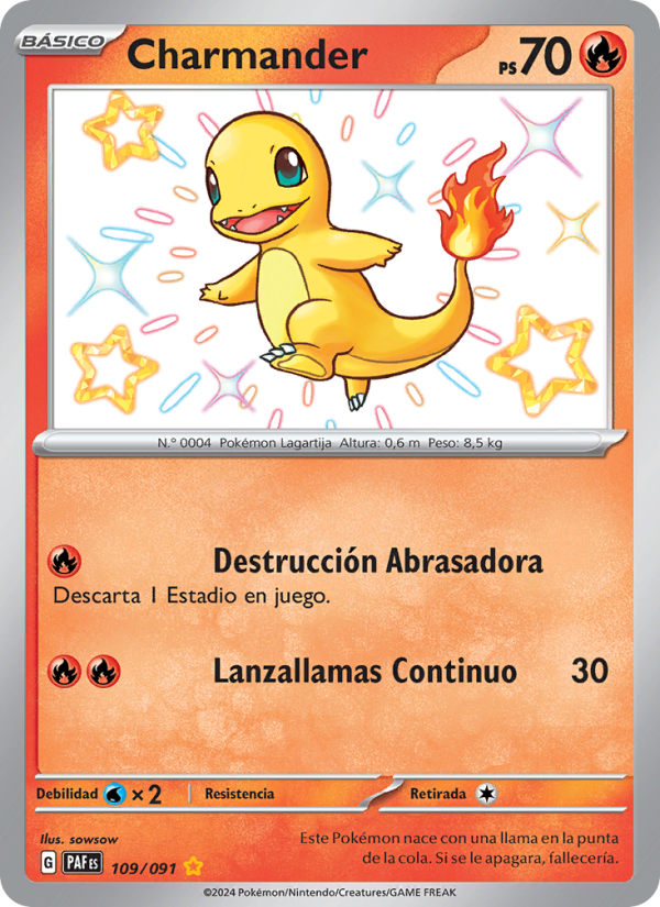 Charmander 109 — Paldeas Schicksale (Spanish Pokémon TCG card)