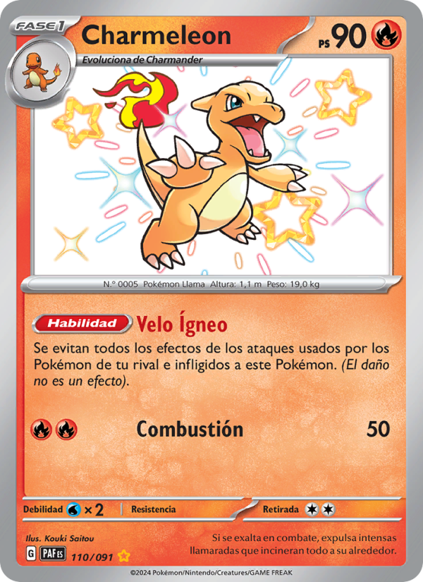 Charmeleon 110 — Paldeas Schicksale (Spanish Pokémon TCG card)