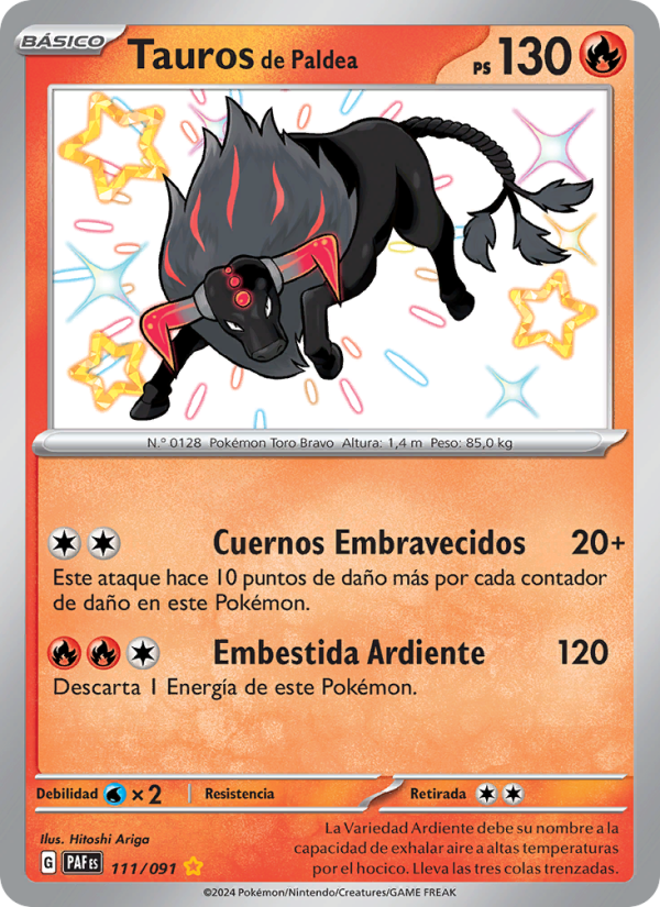 Tauros de Paldea 111 — Paldeas Schicksale (Spanish Pokémon TCG card)