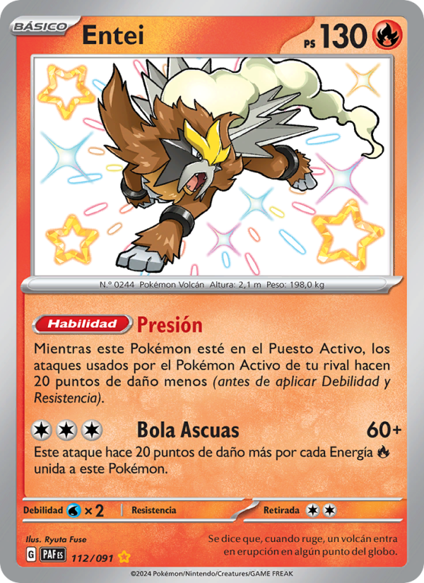 Entei 112 — Paldeas Schicksale (Spanish Pokémon TCG card)